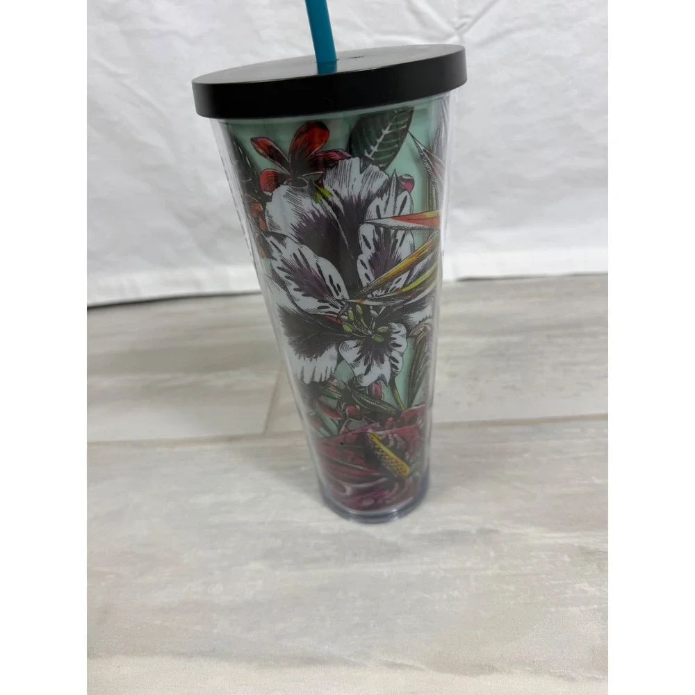 Starbucks Tropical Floral Cold Cup Tumbler 24oz Mint Green Botanical Venti Mug